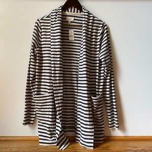 NWT Lou & Grey Navy/White Cardigan 100% Cotton